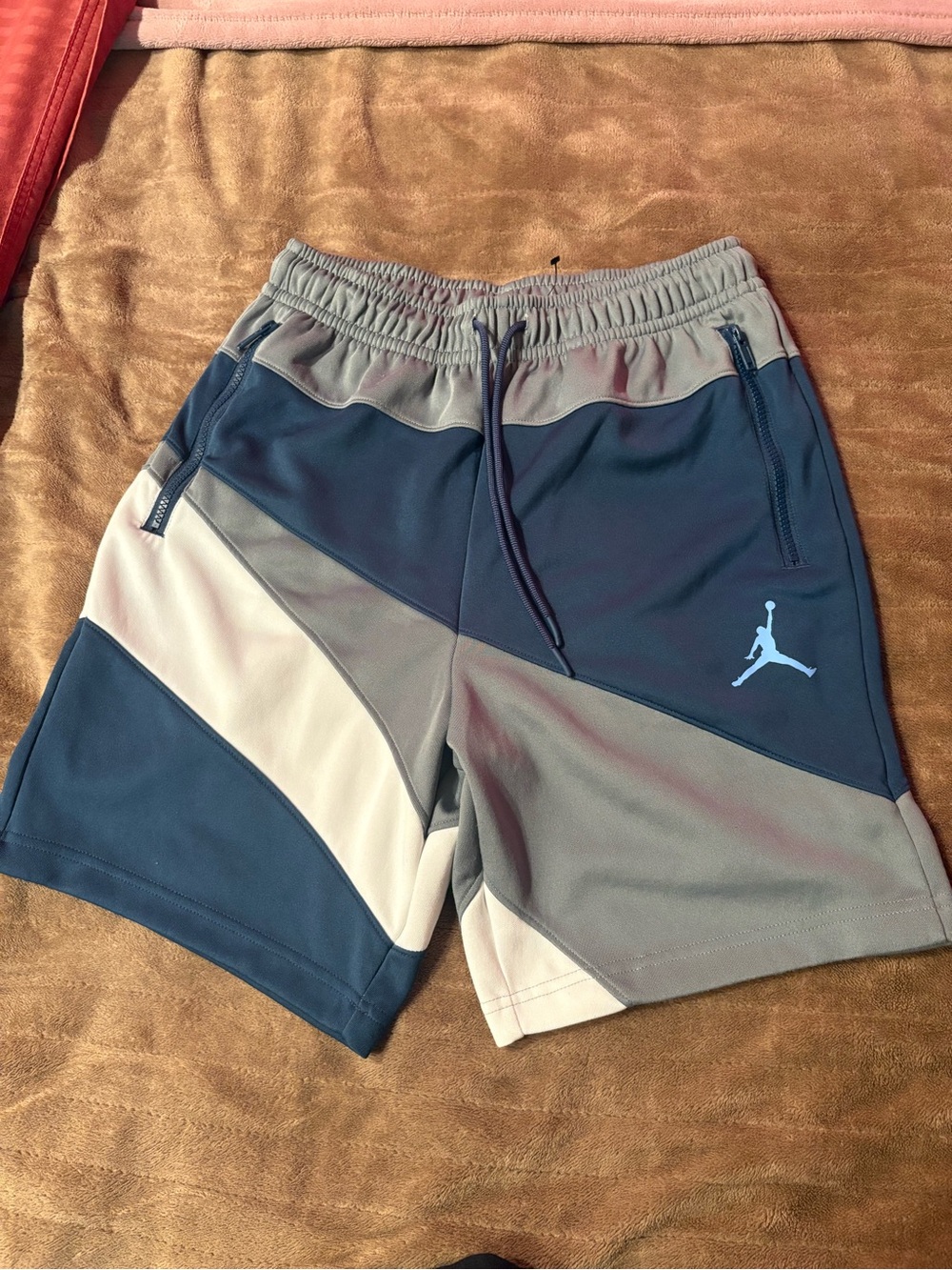 Jordan Navy, Gray and White Colorblock Athletic Shorts